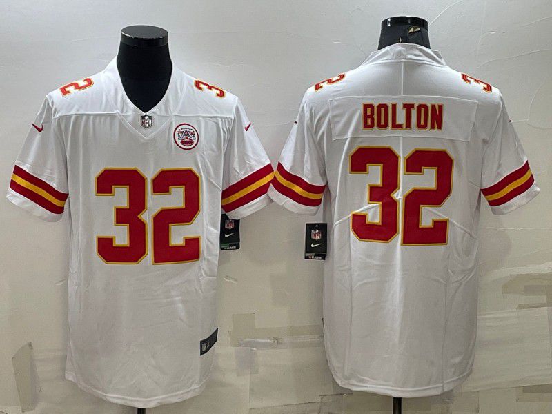Men Kansas City Chiefs 32 Bolton White 2024 Nike Vapor Limited NFL Jersey style 1